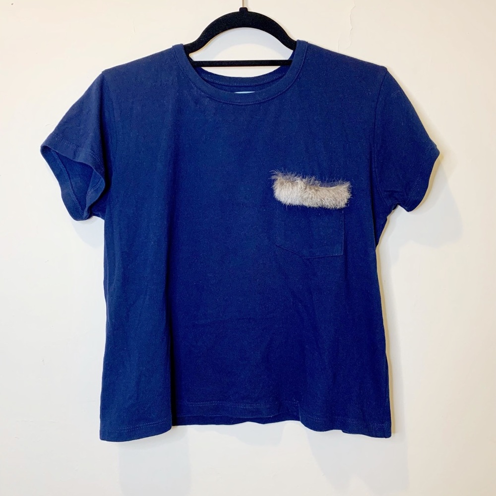 LIANA Short Sleeve Tshirt with Fur Pocket